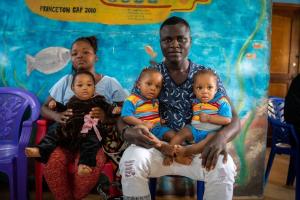 Family with triplets in Sierra Leone