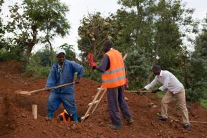 Workers at UGHE campus in Rwanda