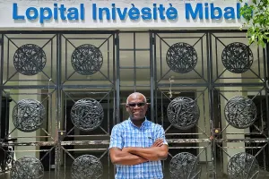 Dr. Wesler Lambert, executive director of Zanmi Lasante, as PIH is known in Haiti, during a recent trip to Haiti visiting various ZL-supported clinics. 