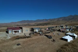 Prime Minister of Lesotho Ntsokoane Matekane led an opening ceremony of the new maternal waiting home at PIH-supported Lebakeng Health Center in June 2024. 