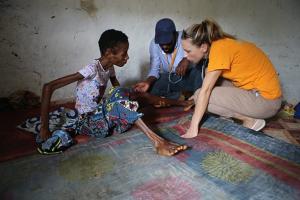 Doctors and patient in Pleebo, Liberia