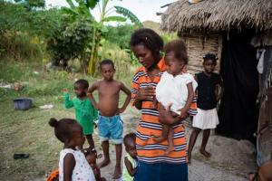 Family in Haiti seeking aid with malnutrition program 