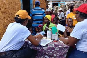 Nurses with patients in Haiti. 