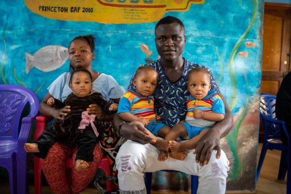 Family with triplets in Sierra Leone