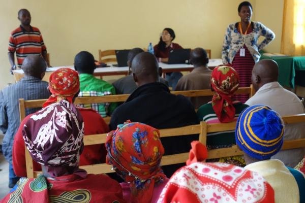 People meet at Kivuye Health Center in northern Rwanda
