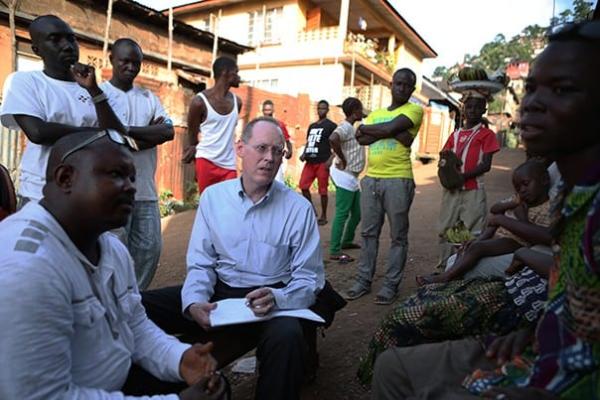 Paul Farmer with Ebola survivors Sierra Leone