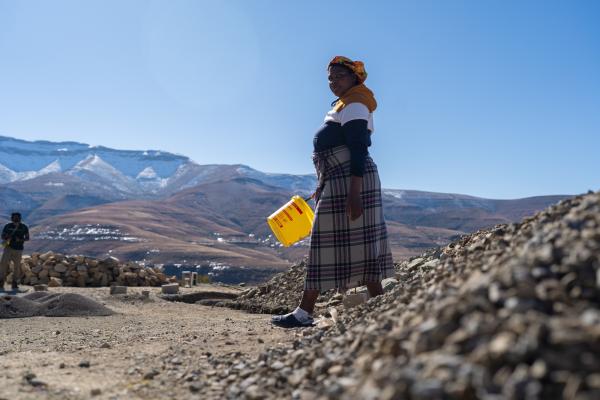 Mampho Mojela doing her laundry as she prepares to return home after giving birth to a baby boy