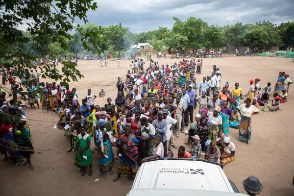 PIH staff provide clinical services in Somo, Chikwawa, Malawi, where a camp for displaced Cyclone Freddy survivors was established. 