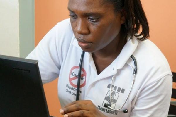 Dr. Ruth Damuse, oncology program director for Partners In Health’s Haitian sister organization, Zanmi Lasante