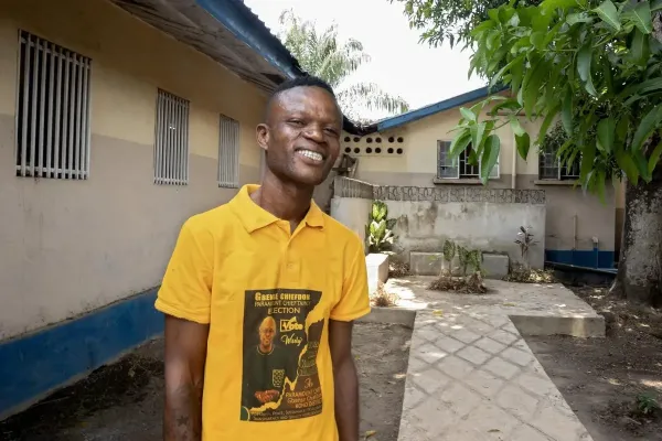 Abdulai, 28, outside of the mental health unit at PIH-supported Koidu Government Hospital in Kono District, Sierra Leone on March 18, 2024.