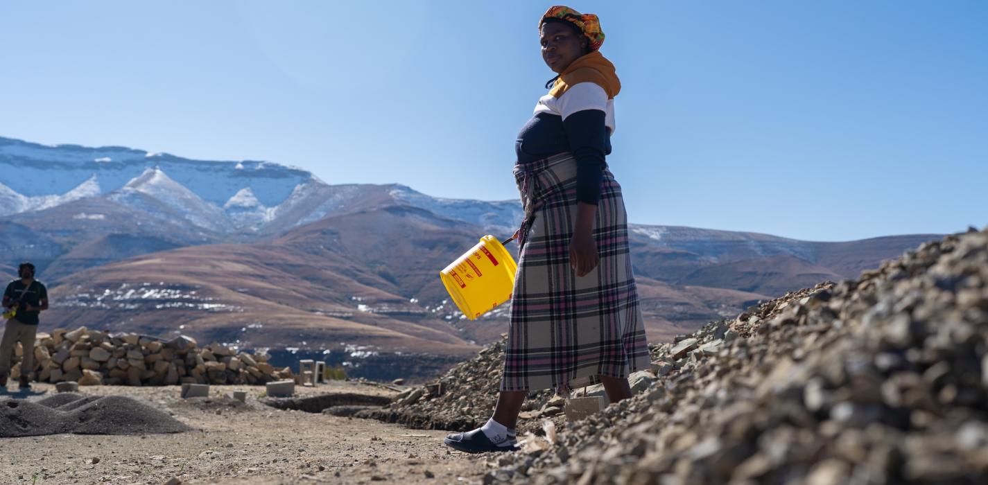 Mampho Mojela doing her laundry as she prepares to return home after giving birth to a baby boy