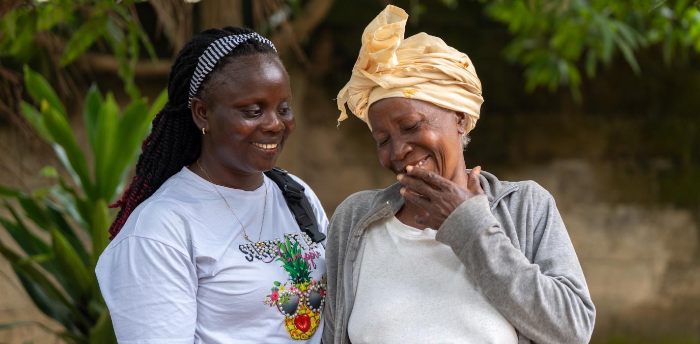 Community Health Workers in Kono District visit Isatu Kargbo at her home in Koidu City