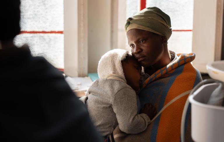 3-year-old 'Mafusi Sekete is seen for an appointment at Nkau Health Center.