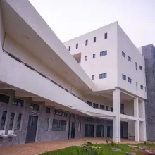 A view of Butaro Hospital's campus in Burera, Rwanda