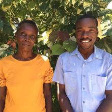 Two people pictured together in Haiti