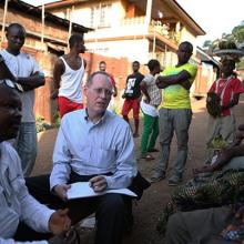 Paul Farmer with Ebola survivors Sierra Leone