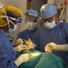Surgeons operating in Liberia