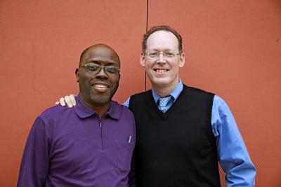 Père Eddy with PIH Co-Founder Dr. Paul Farmer during a weeklong retreat with the members of the ZL mental health and psychosocial team.