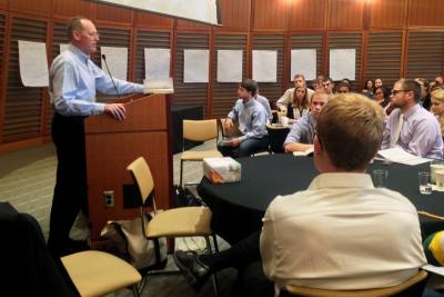 Dr. Farmer speaks with participants of the PIH Engage Training Institute.