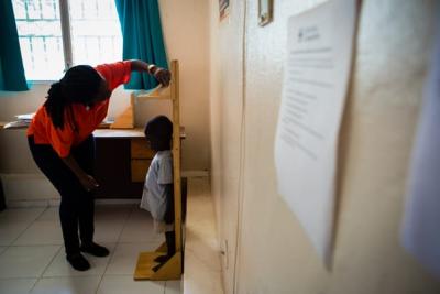 a boy visiting the malnutrition clinic, Haiti