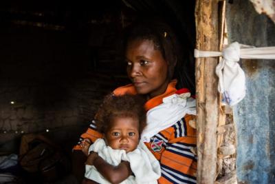 mother and child in doorway, Haiti