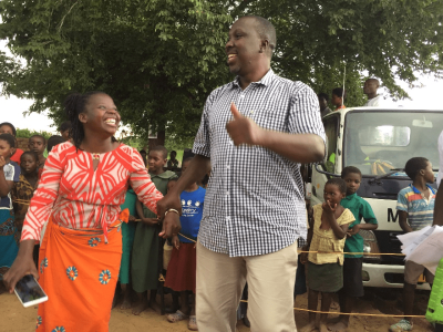 Two CHWs in Liberia, celebrating together