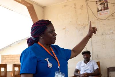 Dumbuya presents her case to local leaders.