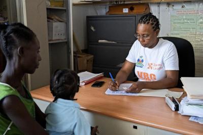 Joléne and her three-year-old Raphaël receiving treatment in Cange and Mirebalais