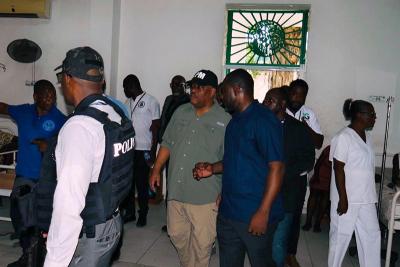 Prime Minister Gary Conille visits Saint-Nicholas Hospital. 