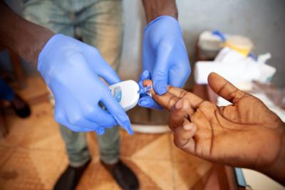 A patient has a blood sugar level test taken