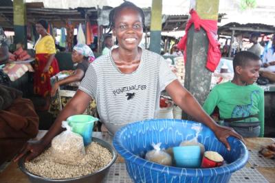 Patient in Liberia at a local market