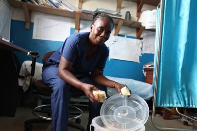 Midwife having lunch