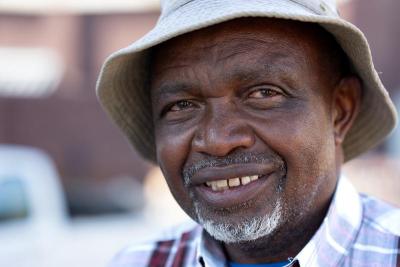 Paul Soko on the campus of PIH-supported Botšabelo Hospital in Maseru, Lesotho in April 2024.