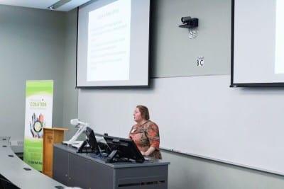 Lucie Edwards speaking at forum