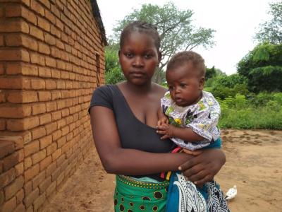 Mother holds her son