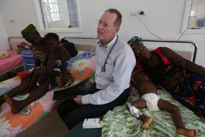 Dr. Paul Farmer visits the pediatric ward of a public hospital in Port Loko, Sierra Leone