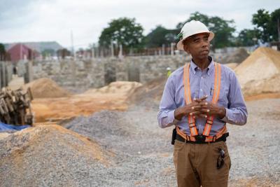 John Chew gives a tour at the Maternal Center of Excellence construction site