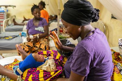 Mariama Lansana with her newborn in the post-op room at PIH-supported Koidu Government Hospital in Sierra Leone on October 30, 2024.