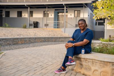 Isata Dumbuya on the Maternal Center of Excellence campus in Sierra Leone on Feb. 25, 2026. 