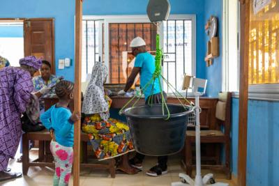 Women and children at the clinic