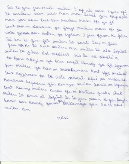 Rodeline's Letter