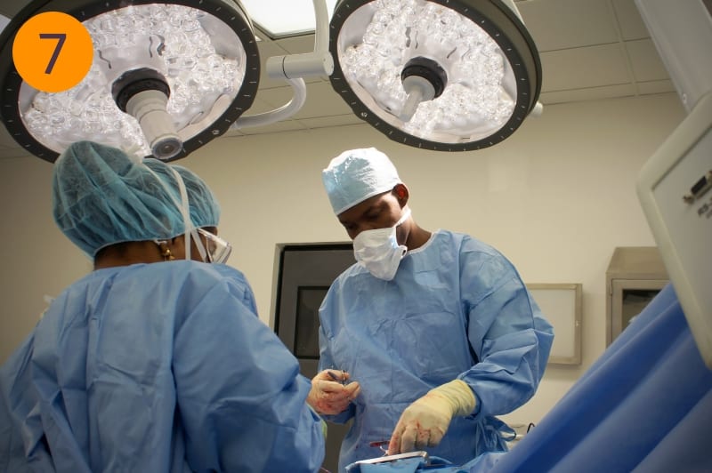 Two clinicians during a surgery