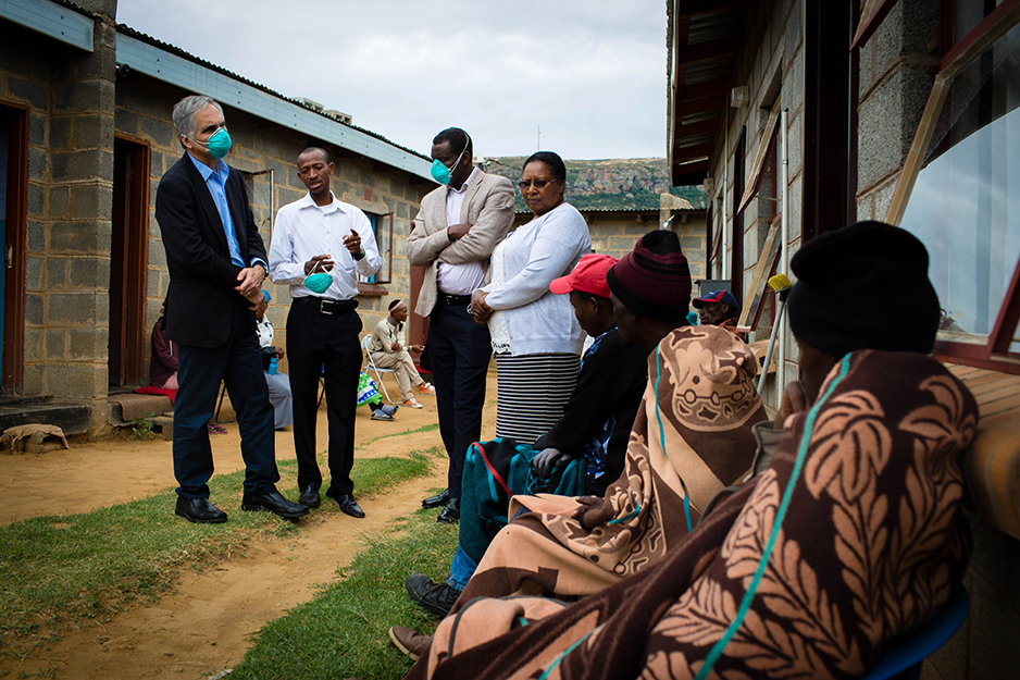 PIH leaders and staff visit with MDR-TB patients at the Malaeneng temporary home in Maseru.